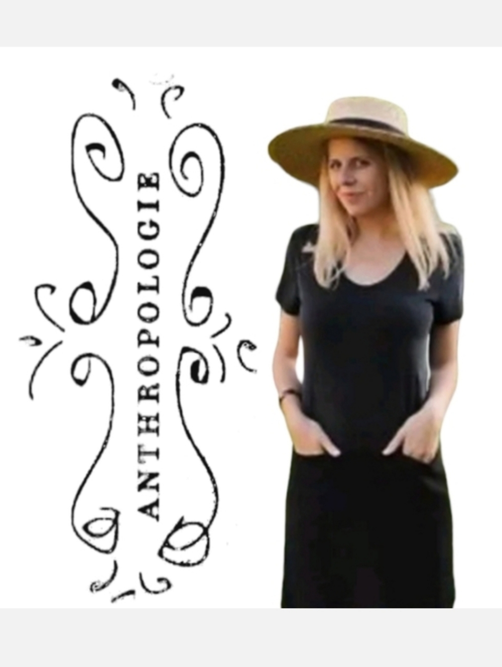ANTHROPOLOGIE Dolan Shift Dress Black Left Coast Collection Pockets Sz M Boho